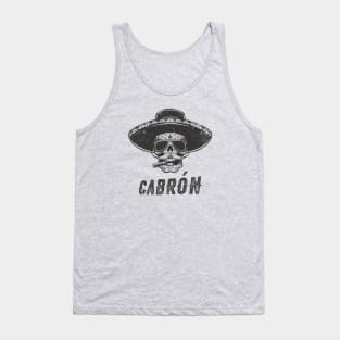 Cabrón Badass Skull with Sombrero and Cigar Tank Top